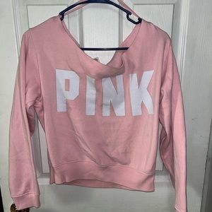 VS PINK scoopneck pull over crop sweatshirt size M